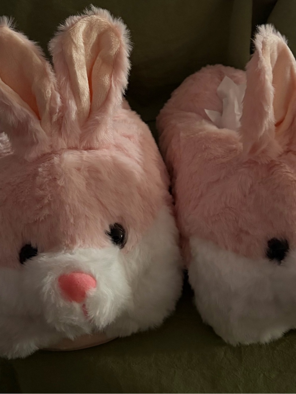 Plush Pink Bunny Slippers Cozy Soft